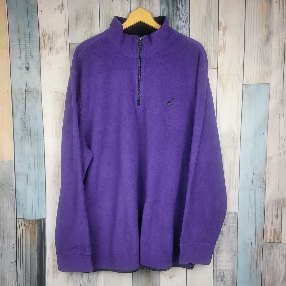 Nautica Purple Fleece 1/4 Zip Sweatshirt Size 3XL